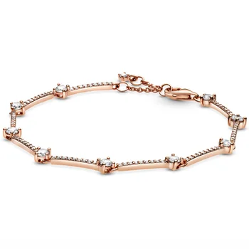 Новая розовая сверкающая полоска с хрустальным браслетом Подходит для браслета из бисера стерлингового серебра 925 пробы Diy Europe Jewelry